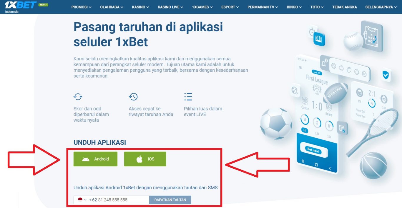 1xBet Indonesia Login melalui Aplikasi